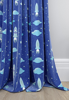 Blast Off, Blue Comet - Made to Measure Curtains